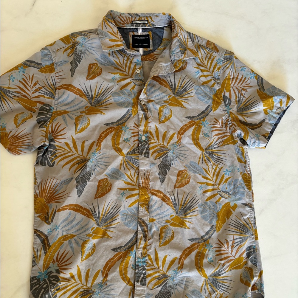 Denim & Flower button down mens floral print small